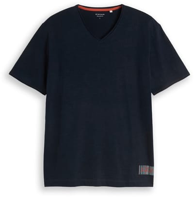 Tom Tailor - T-shirt met V-hals - Maat XXL - sky captain blue