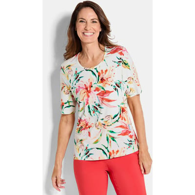 Jersey shirt met bloemen - meerkleurig / gedess. - Gr. 19 van Goldner Fashion