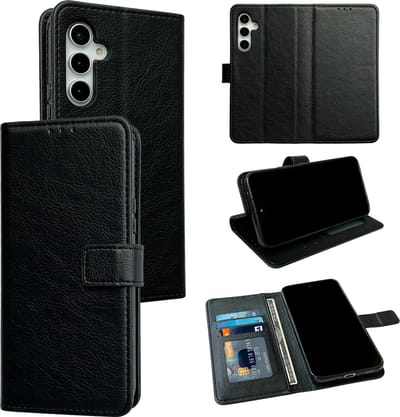 Casemania Hoesje Geschikt voor Samsung Galaxy A54 5G - Zwart - Portemonnee Book Case - Pasjeshouder en Magneetlipje