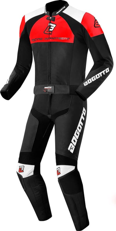 Bogotto Losail Zwart Wit Rood 2-Delig Motorpak - Racepak