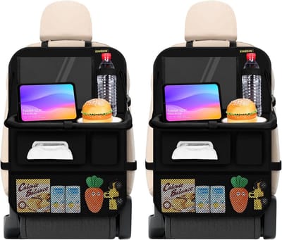 Auto Organizer - Stoelbeschermer - Reizen met kinderen - Opvouwbaar tafelblad - Veel vakken - Zwart