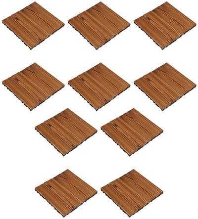 Houten Vloerblokken - Terrastegels Buiten - Buitenruimte Verfraaien - Corrosiebestendig Ontwerp - 10 Stuks - Natuurlijk Hout