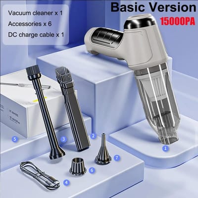95000PA Autostofzuiger Krachtige draadloze mini-handheld draagbare stofzuiger voor auto-reiniging met sterke zuigkracht Basic gray
