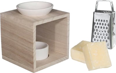 Ideas4seasons Amberblokjes/geurblokjes cadeauset - amber geur - inclusief geurbrander en mini rasp