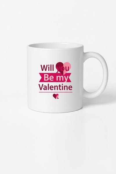 Valentijn Mok 'Will you Be my Valentine' met Romantisch Hartjes Design - Cadeau Liefde