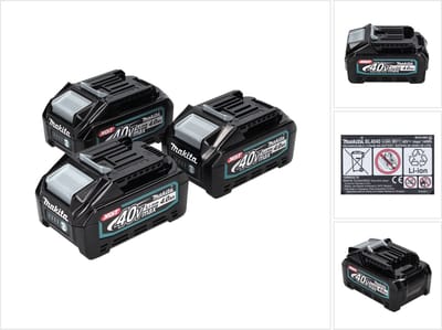 Makita accuset 3x BL 4040 40 V max. 4,0 Ah XGT Li-ion accu ( 3x 191B26-6 ) IP64 beschermingsklasse met LED-indicator