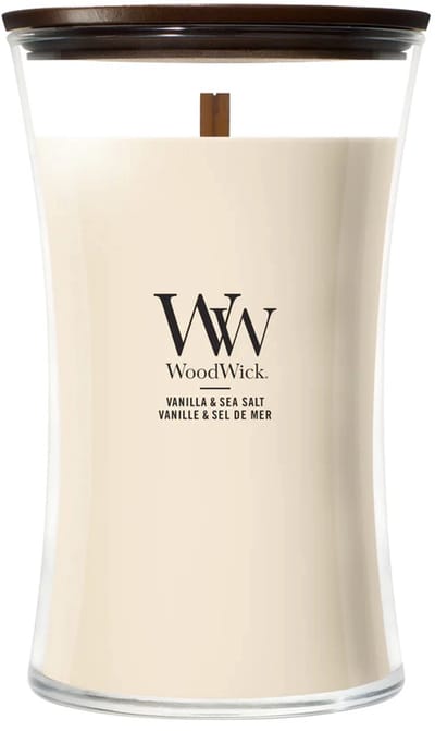 WoodWick Hourglass Large Geurkaars - Vanilla & Sea Salt - 130 branduren