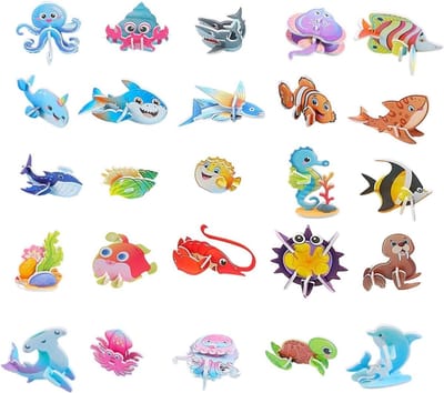 3D Puzzels - Papier Knutselen - Creatief Spelen - Educatief Cartoon Thema - 25 Activiteiten - Multicolor