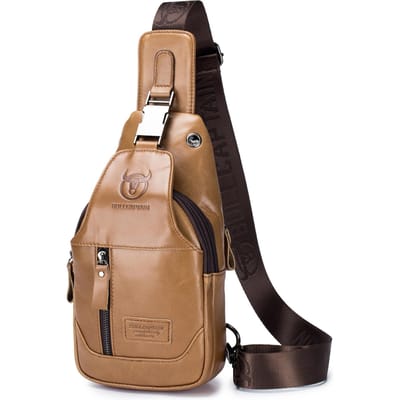 Heren leren slingtas waterdichte crossbody-rugzak borst-schouderrugzak voor wandelen fietsen