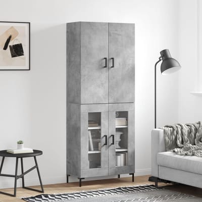 vidaXL - Hoge - kast - 69,5x34x180 - cm - bewerkt - hout - betongrijs