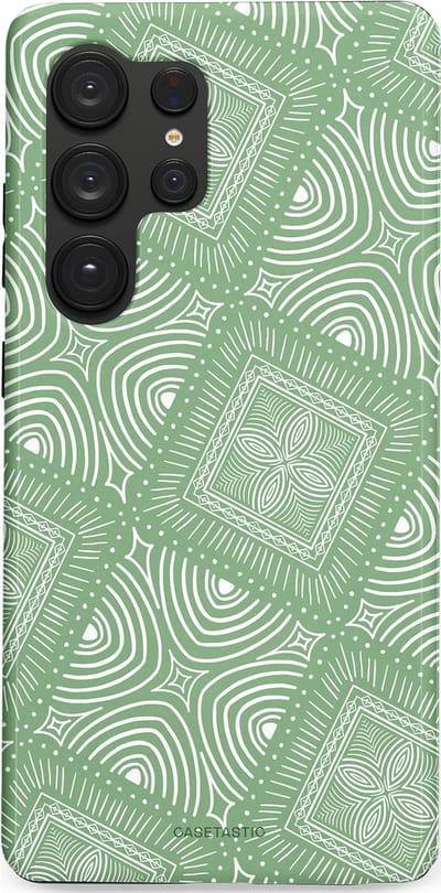 Casetastic Hoesje Geschikt voor Samsung S25 Ultra - Stijlvolle Beschermende Duo-layer Case - Groene Mandala