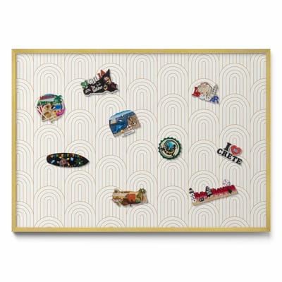 Tulup Magneetbord met Gouden Frame - Romig Magneetbord in Stijlvolle Kleuren - 100 cm x 70 cm - Lineaire regelmatige bogen - Memobord Magnetisch - Magnetisch Bord Rechthoekig - Magnetisch Bord voor aan de Wand