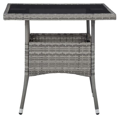 vidaXL - 3-delige - Tuinset - poly - rattan - en - glas - grijs