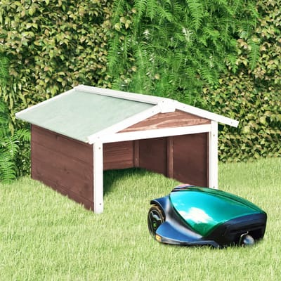 vidaXL - Overkapping - voor - grasmaaier - 72x87x50 - cm - vurenhout - mokka - en - wit