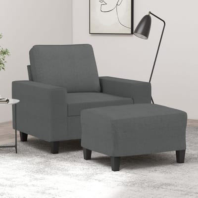 vidaXL - Fauteuil - met - voetenbank - 60 - cm - stof - donkergrijs