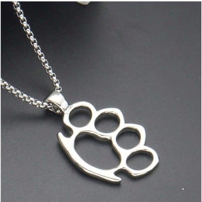 1 Pièce Collier Pendentif Patte Hip Hop en Acier Inoxydable pour Hommes Femmes pour Décoration Quotidienne one-size argenté