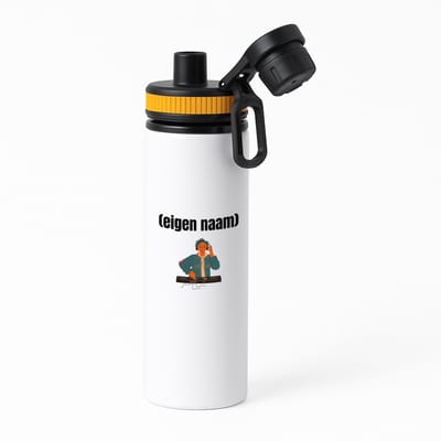 Hacebo® - dj jongen waterfles met draaidop oranje - Dj - muziekliefhebbers - disc jockey - vinyl - verjaardag - cadeau - kado - water fles - 850ML