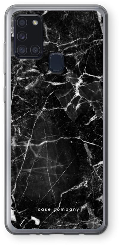 Case Company® - Hoesje geschikt voor Samsung Galaxy A21s hoesje - Zwart Marmer - Soft Cover Telefoonhoesje - Bescherming aan alle Kanten en Schermrand