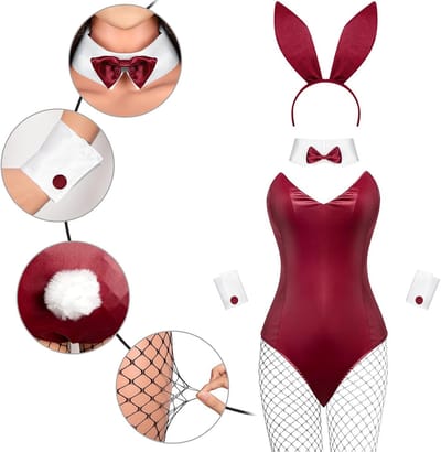 Dames Konijn Kostuum met Lingerie en Staart, Perfect voor Halloween en Cosplay Feesten (XL)