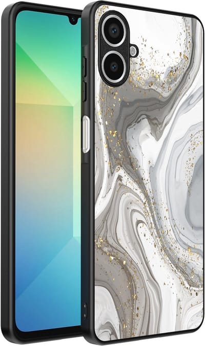 Smartphonica Telefoonhoesje Geschikt voor Samsung Galaxy A06 met marmer opdruk - TPU backcover case marble design - Zilver geschikt voor Samsung Galaxy A06