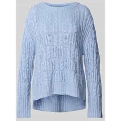 Loose fit gebreide pullover met kabelpatroon en zijsplitten
