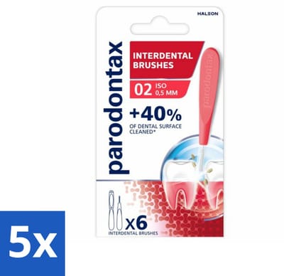5 x Parodontax - Ragers - Interdentale Ragers 0,5 mm - ISO Maat 2 - 6 ragers - Interdentale Reiniging - Tandplak Verwijderen - Tandenborstel Vervangen - Tandvlees Beschermen - Mondhygiëne