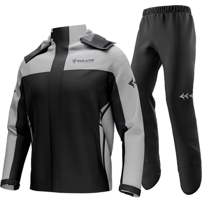 Combinaison de pluie imperméable pour moto, pour hommes et femmes, veste et pantalon de cyclisme avec sac de rangement XL noir/gris