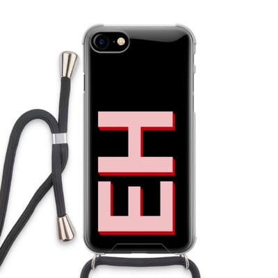 Gepersonaliseerd - Case Company® - Hoesje met koord geschikt voor iPhone SE 2020 hoesje met Koord - Monogram - Telefoonhoesje met Zwart Koord - Extra Bescherming aan alle Kanten en Over de Schermrand