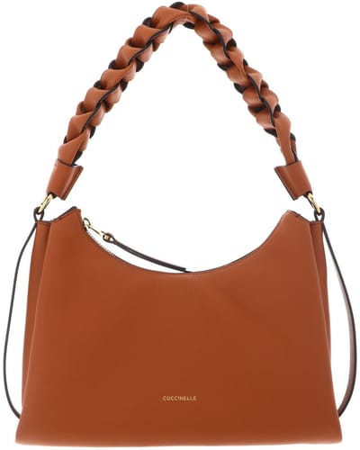 COCCINELLE Leren schoudertas Boheme Grana Double Shoulder Bag Crab / Jellyfish Lichtbruin