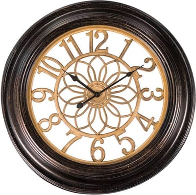 LW Collection wandklok zwart goud 58cm - muurklok - klok - keukenklok - wandklok