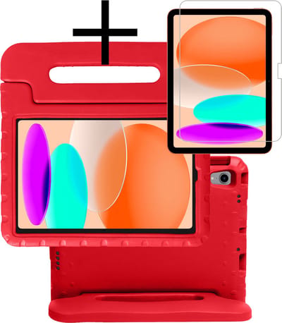 Hoes - Geschikt voor Apple iPad A16/A18 (2022/2025/2026) - 10.9 & 11 inch (10e, 11e & 12e generatie) - Met Screenprotector - Kinderhoes Shockproof Bumper - Kidsproof Case - Tablet Hoesje - Kinder Cover - Rood