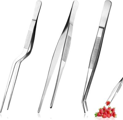 Set van 3 Keukenpincetten van 16 cm voor Decoreren van Gerechten, Koken en Bakken