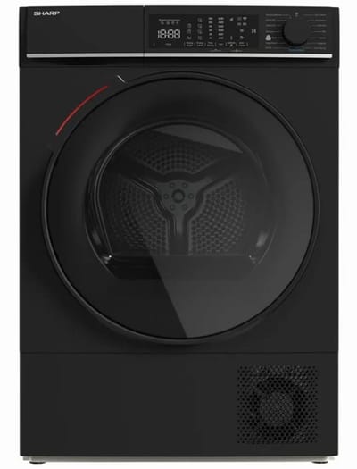 Sharp KDWNL0S9BDBE - warmtepomp droger - 10KG - energie label D - 15 programma's - WIFI - LED trommelverlichting - white LED display - mat zwart