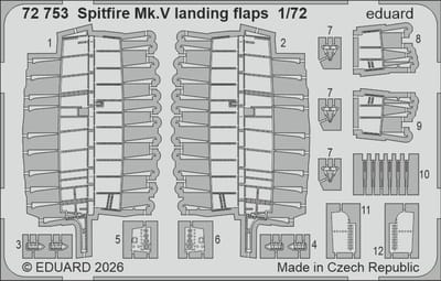 Eduard Modelbouwdecoratie - 72753 Landingskleppen voor Supermarine Spitfire Mk.V - Photo-etch