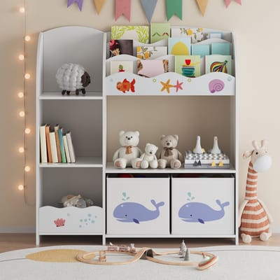 Kinderkast Lysekil open kast 100x93x30 cm Aqua Dream motief [en.casa]