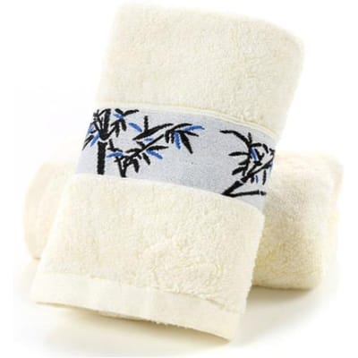 Serviette en Fibre de Bambou Serviette Épaissie pour le Visage Cadeau Serviette de Protection du Travail Fibre de Charbon de Bambou Peut Être Brodé 33*74 white