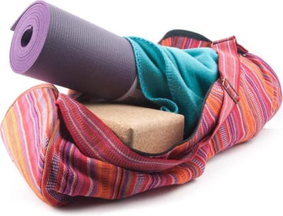 Yogamat tas katoen roze gestreept (67x24 cm)