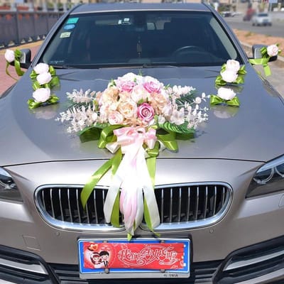 Ensemble de décoration de voiture de mariage à faire soi-même, fleurs artificielles, cadeau de Saint-Valentin, articles de fête, de vacances, fausse rose et pivoine en soie romantique