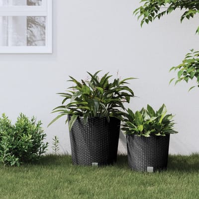 vidaXL - Plantenbak - uitneembare - bak - rattan-look - 35/37,5 - L - PP - antraciet