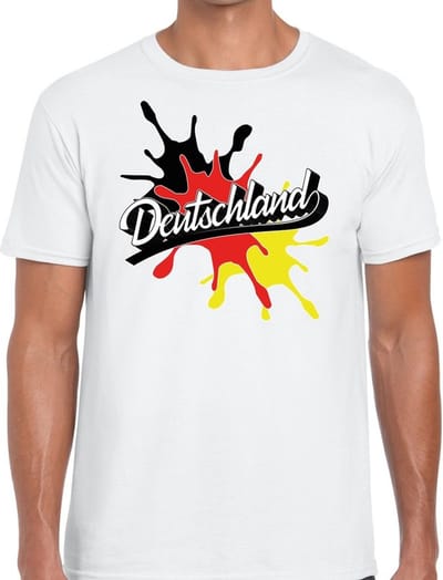 Deutschland/Duitsland landen t-shirt spetter wit voor heren - supporter/landen kleding Duitsland S
