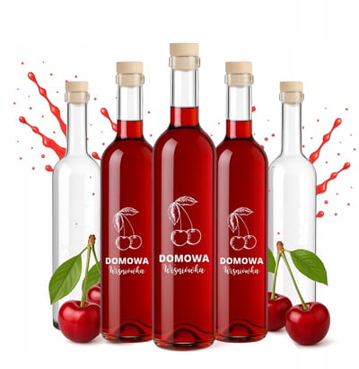 Bimberek Futura - Glazen Flessen - 500 ml - Domowa Wiśniówka - Set van 40
