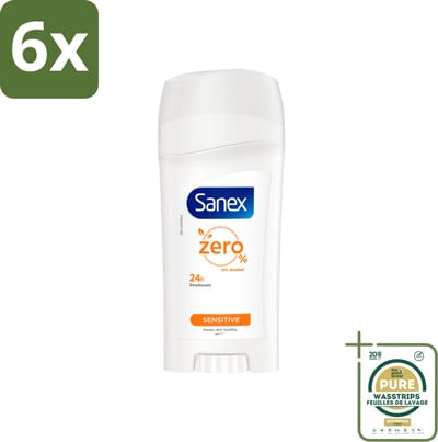 Sanex Deodorant Stick Dermo Sensitive 65 ml - Voordeelverpakking - 6 stuks - Alcoholvrij - 24 uur bescherming