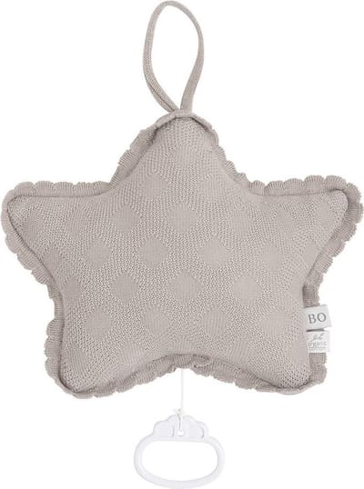 Baby's Only Gebreid baby Muziekdoosje - Muziekhanger ster Reef - Urban Taupe - 100% ecologisch katoen - Muziek speelgoed