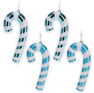 Dailygoods- Kerstversiering Snoepvorm - Kerstbal - Licht Kunststof - 14 x 7 x 2 cm - Veiligheidswaarschuwing - Suikerstok Turquoise - Kerstdecoratie