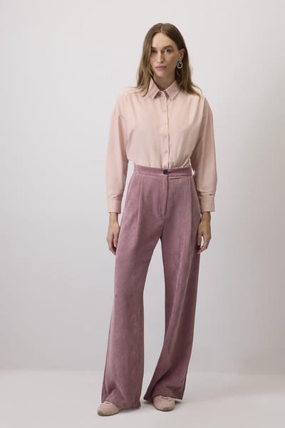 Touché Privé - Corduroy broek met wijde pijpen - Babyroze - Dames