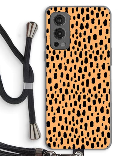Case Company® - Hoesje met koord geschikt voor OnePlus Nord 2 5G hoesje met Koord - Panter - Telefoonhoesje met Zwart Koord - Bescherming aan alle Kanten en Over de Schermrand