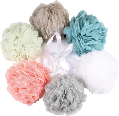 6x Grote Loofah Douchesponzen Set - Exfoliërende Mesh Poef voor Zachte Huid