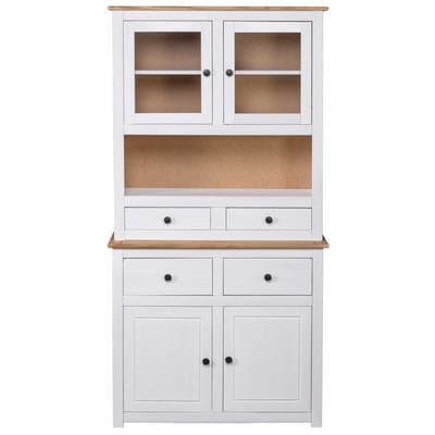 vidaXL - Hoge - kast - Panama - Range - 93x40,5x180 - cm - massief - grenenhout - wit