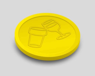 Reliëfmunten Bier en Wijn 29mm / Consumptiemunten / Betaalmunten (per 250 stuks) - FLUOR GEEL