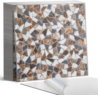Coloray Plaktegels - Mozaïek met verschillende vormen Zelfklevende Tegels - 20 cm x 20 cm - Bruin Plaktegels - 20 stuks - Vierkant PVC Tegels - Plaktegels Badkamer - Plaktegels Vloer - Vinyl Tegels Zelfklevend - Wandtegel Zelfklevend